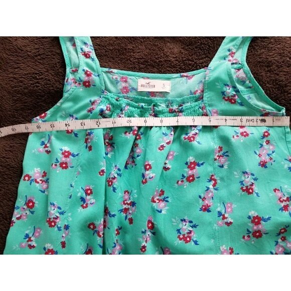 Hollister Women's Beach Summer Crop Tank Top Size (S) Green Floral Open Back - Picture 8 of 10